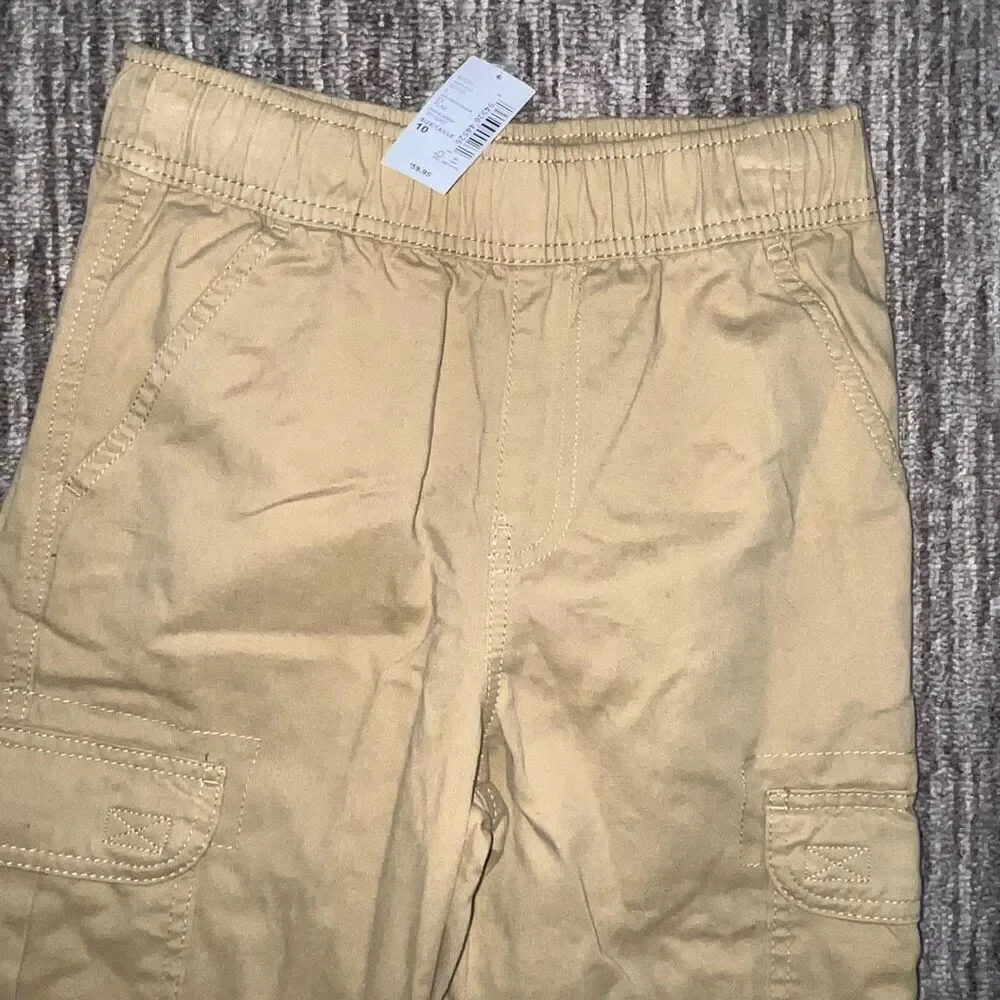 Children’s Place Boys Size‎ 10 Pull On Cargo Pants Tan Khaki Stretch Casual NWT
